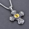 Silver Color Set Zircon Carved Male and Female Personality Cross Necklace