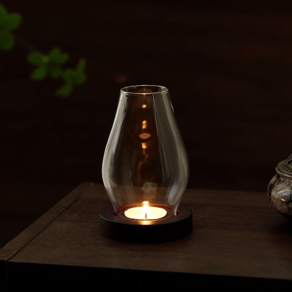 Windproof Glass Candle Holder Transparent Incenses Stove Lamp Candle Cup Cover  Zen Ambiance