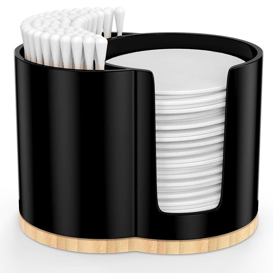 

2-Slot Cotton Swab Ball Qtip Holder Bathroom Organizer Accessories Jar Plastic Container Dispenser Box Bathroom Home Storage чёрный