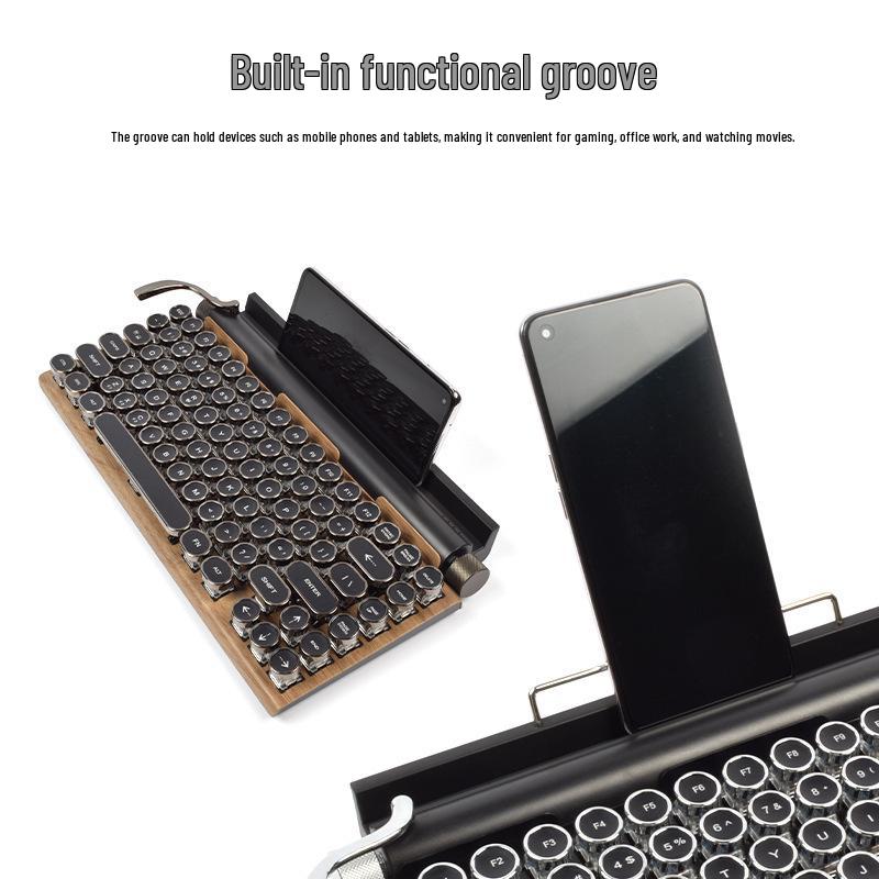 Retro Punk Mechanical Gaming Keyboard: Wired/Wireless Bluetooth with Blue Switch