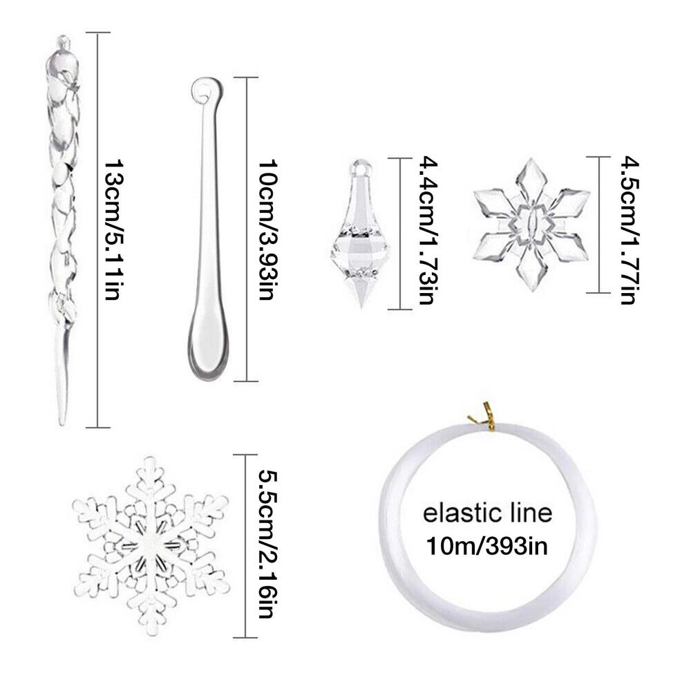 

2025 Рождественская Снежинка Сосулька Колонна Орнамент Акриловая Рождественская Елка Подвеска Искусственная Сосулька Украшение для Елки