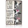 Vintage Chicken Decor Sign Live Like Someone Left The Gate Open Tin Sign for Home Chicken Coop Farm Kitchen Bathroom Wall Decor