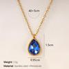 18K Gold Plated Stainless Steel Water Drop Diamond Pendant Necklace for Women - French Light Luxury Style