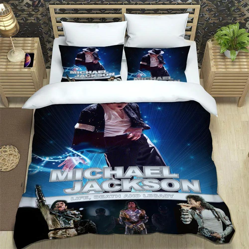 Michael Jackson Bedding Set,Michael Jackson Duvet Cover 3D Print Quilt Cover Pillowcase king Queen Size Boys Adult Birthday Gift