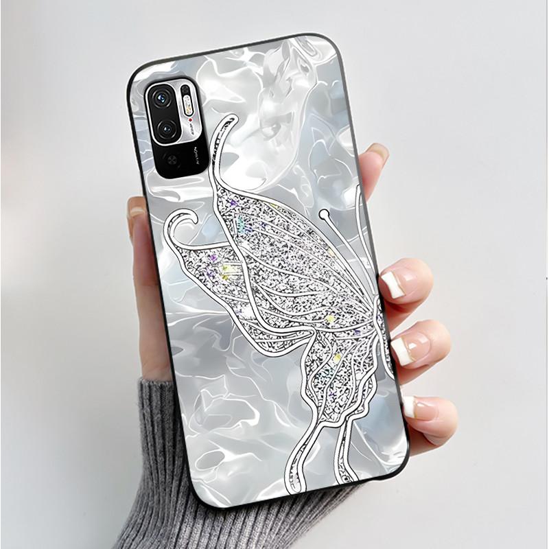 Luxury Fashion Butterfly Flower Case For Redmi Note 10 10T JE Phone Case For Xiaomi Redmi Note10T JE Soft Silicone Cover Casing