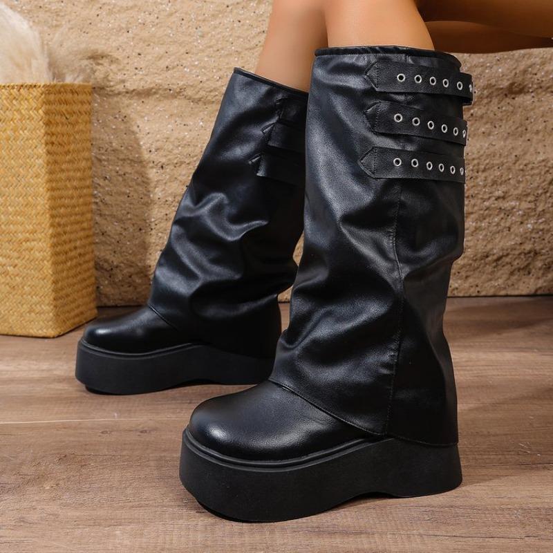 New Women's Autumn and Winter Shoes, Soft and Comfortable, with Belt Buckles and High Heels