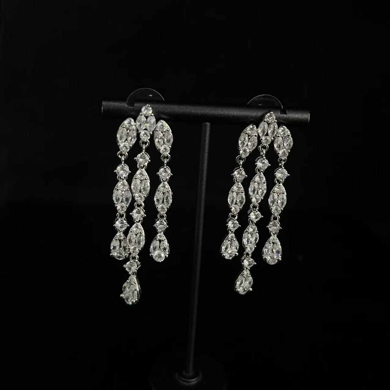 Ethnic Retro Green Bead Rhinestone Necklace & Earring Set - Versatile, Exquisite, Multi-layer Jewelry