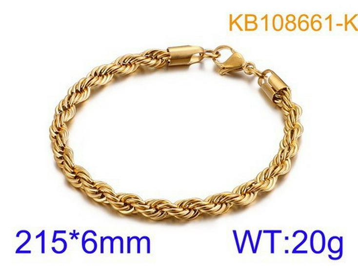 

Мужской браслет из нержавеющей стали с 18-каратным золотым покрытием, витой канат, 6 мм, ювелирное изделие в стиле хип-хоп. 18cm