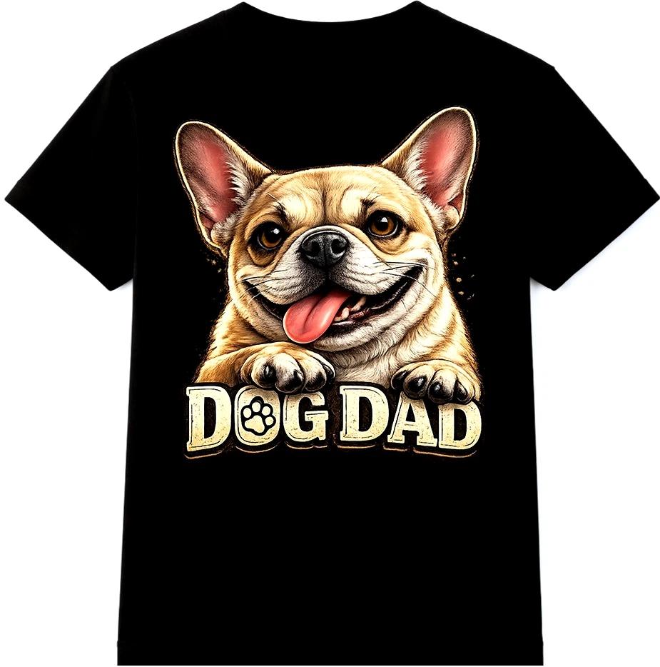 Dog Dad T-Shirt French Bulldog Funny Frenchie Lover Gift Mens Birthday Tee XXXXL