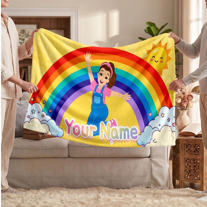 Ms rachel Coperta in Flanella Personalizzata, Testo Nome Stampato Personalizzato, Coperta Calda Morbida per Divano Letto