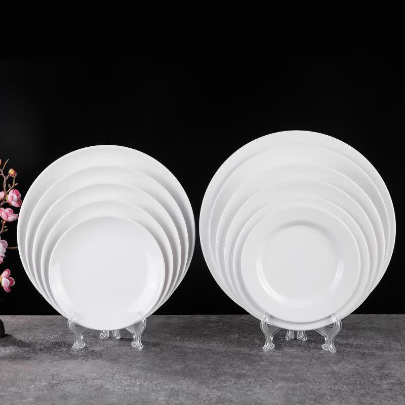 Zhongji A5 Food Grade Melamine Shallow Round Dinner Plates (5-Pack)
