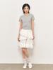 General Idea Asymmetrical Cotton Frill Midi Skirt [White] / Wbe2L13513