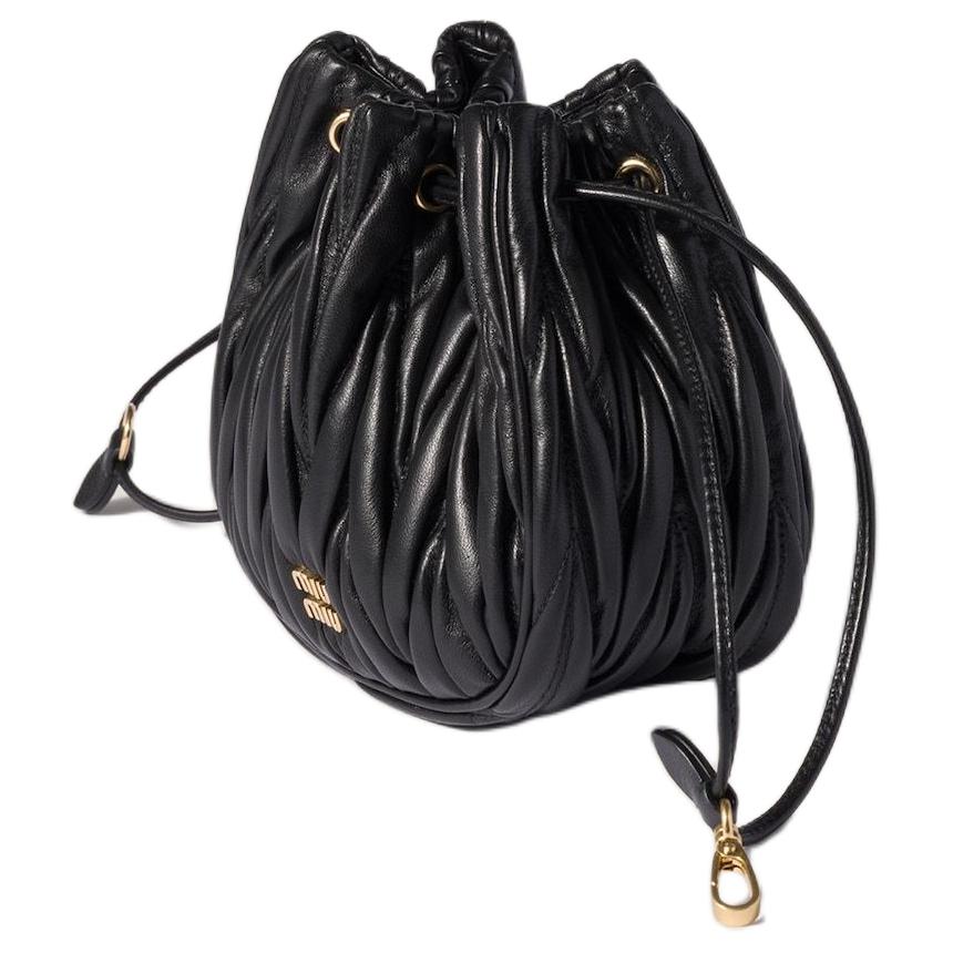 Miu Miu Matelassé Logo Lambskin Clutch Women clutch Black 5ND022_AFPP_F0002