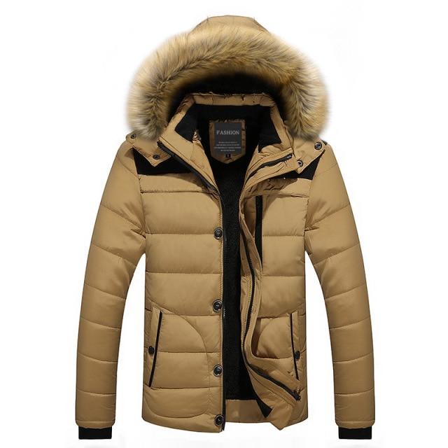 Warm Winter Men Parka Casual Hooded Men 'S Jacket Fur Lined Solid Snow Parkas Outerwear Thick Thermal Coats Large Size