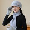 Old Lady Rabbit Fur Warm Knitted Hat Female Mother Plus Fleece Basin Hat Grandma Wind and Cold Scarf Glove Hat