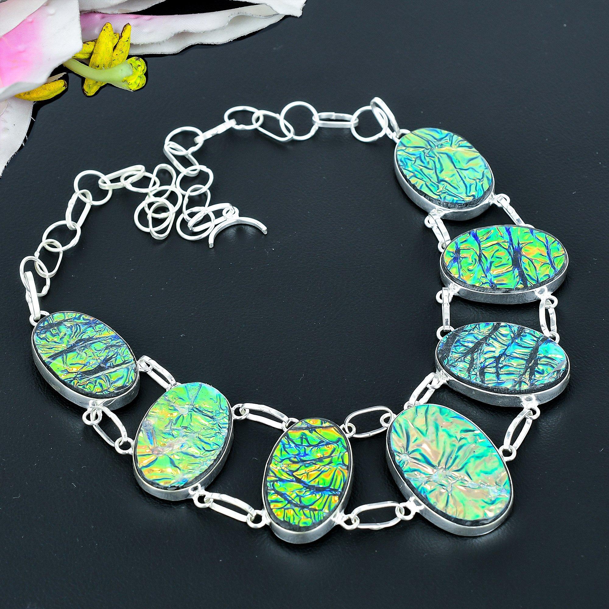 

Green Triplet Opal Gemstone 925 Sterling Silver Jewelry Necklace 18 KG-1965