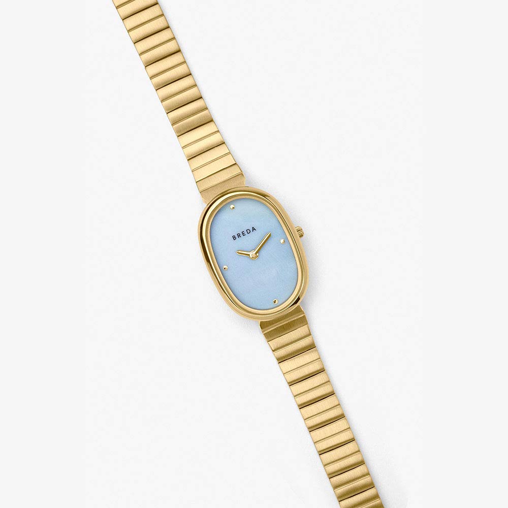 Breda Women's Jane Analog Watch Gold and Blue Mother of Pearl 1741C