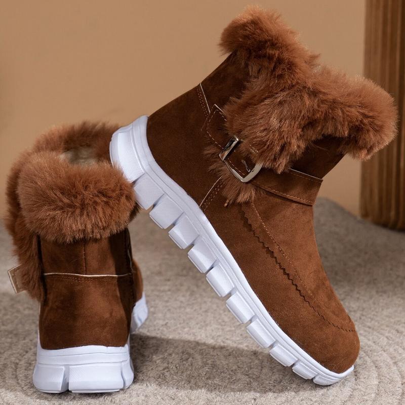 Womens Snow Boots Winter Fluffy Fur Boots Fashion Suede Casual Ankle Boot Plush Warm Winter Boots for Women Botas Invierno Mujer