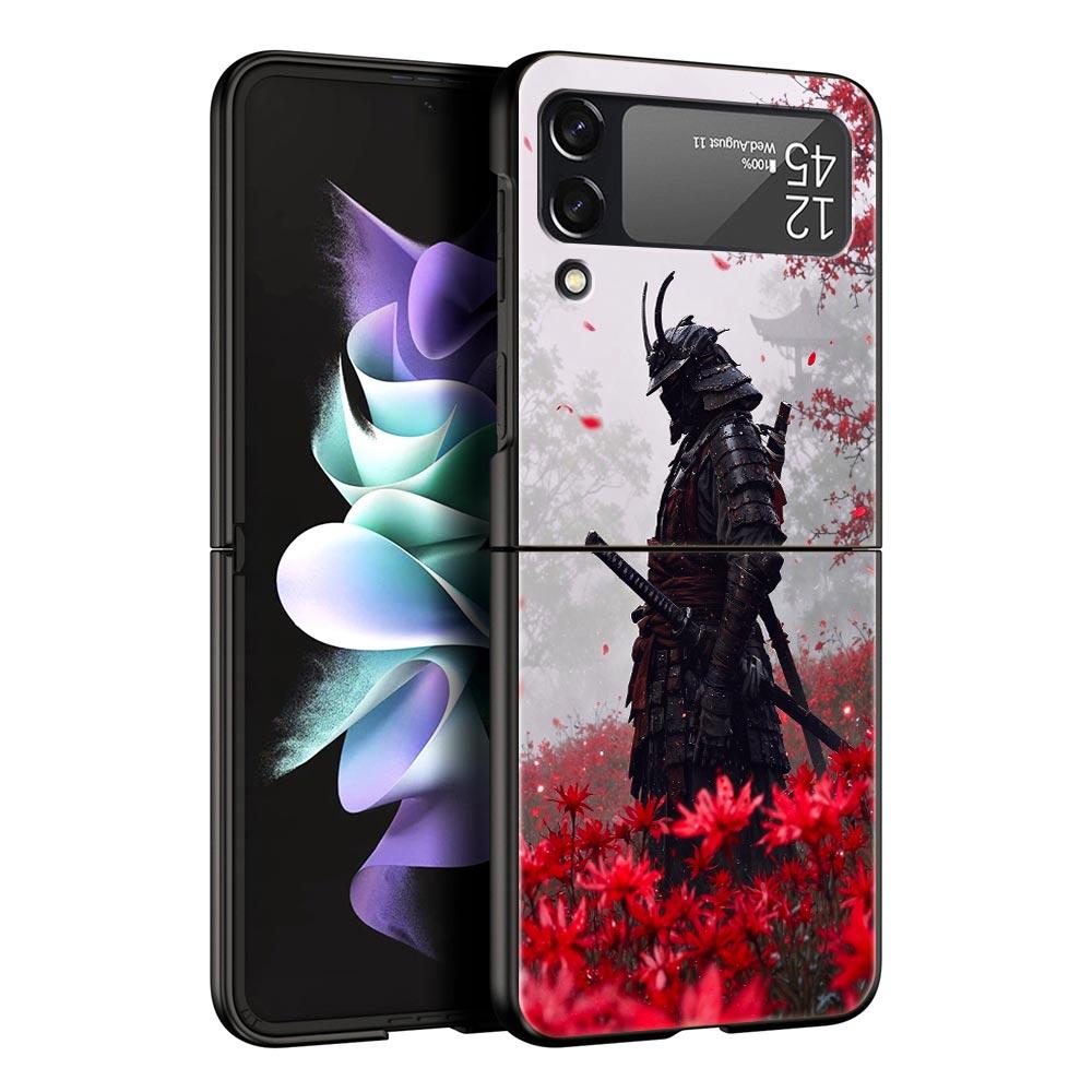 Japanese Bushido Samurai Phone Case For Samsung Galaxy Z Flip3 Flip4 Flip5 Case Shell For Z Flip 3 4 5 6 7 Hard Folding Cover