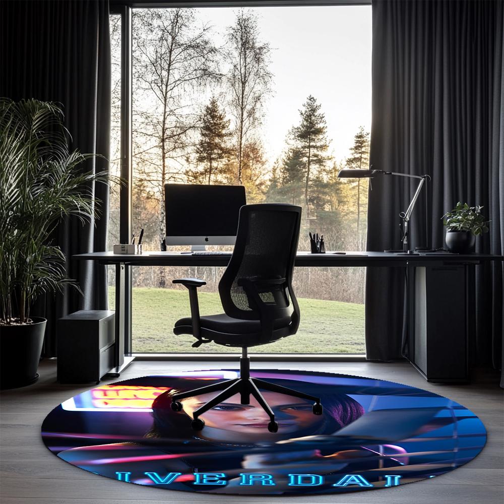 Riverdale Printed Round Rug Carpet Chair Rug Area Rug Entryway Doormats,for Office Chair Living Room Bedroom Kitchen Room.