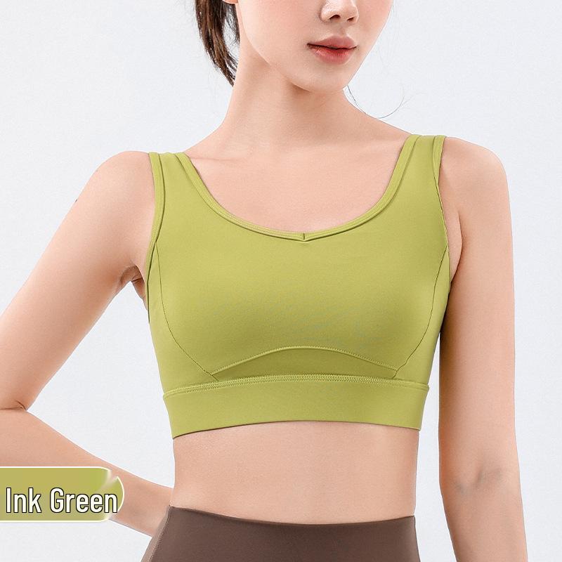 Women's Padded Sports Bra with V-Neck and Supportive Back for Running, Yoga, and Fitness