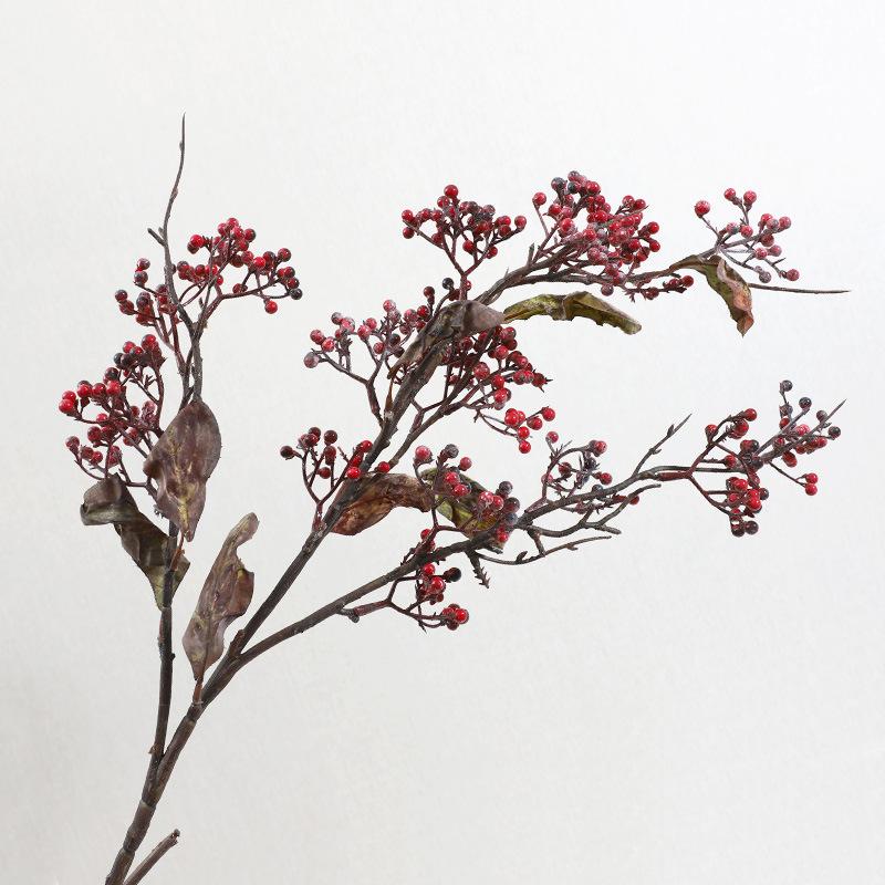Sztuczne Czerwone Jagody Bogate Ostrokrzew Czerwone Owoce Salon Domowy Dekoracje Noworoczne Rekwizyty Sztuczne Kwiaty