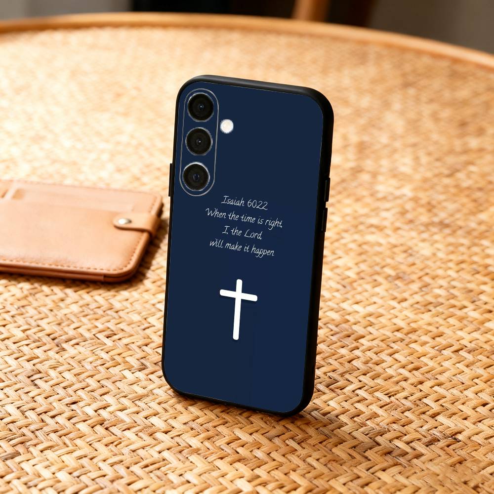 Jesus Bible Verse Phone Case For Samsung  A73,72,71,A52,51,40,41,A22,A32,31,A13, Soft Black Shell