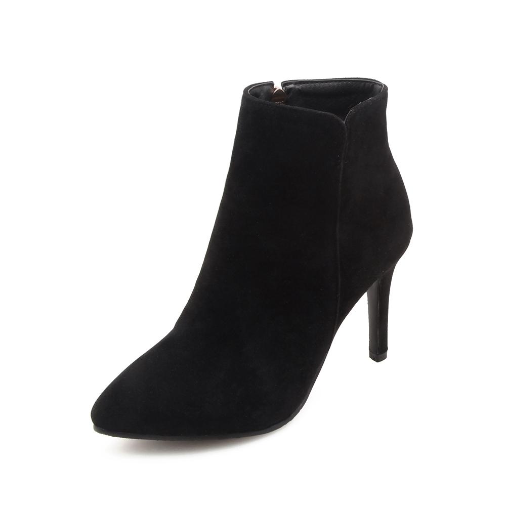 New Winter Grey Women Ankle Boots Pointed Toe High Stiletto Heel Lady Casual Shoes Large Plus Size 47