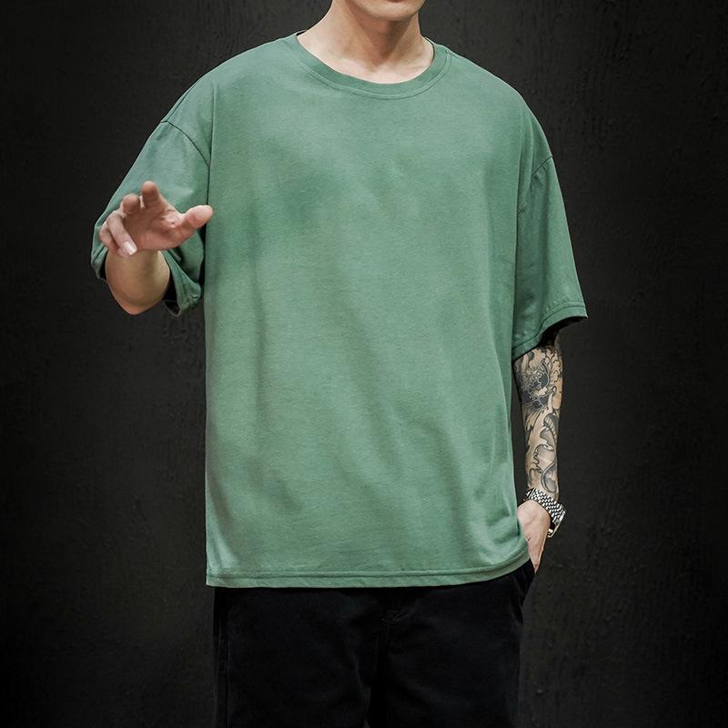 Summer Men's T Shirt Fashion Solid Oversized Hip Hop T-shirt Casual Cotton Mens Streetwear Top Tees