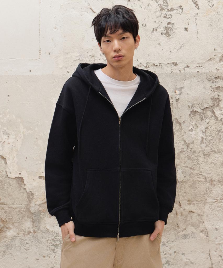 Agod 2_Way Sweat Hooded Zip-Up [Black]