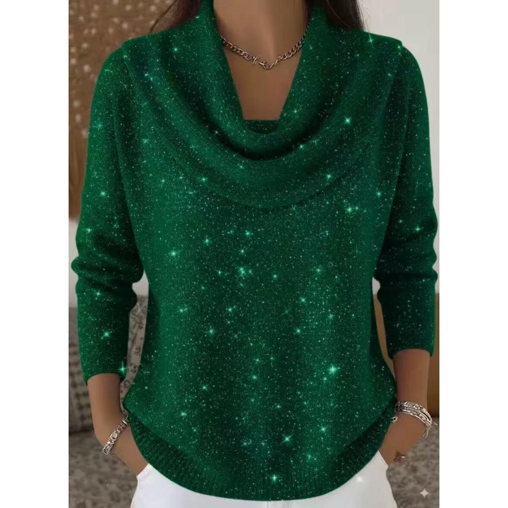 HNXC Round Beads Shining Casual Loose Knit Sweater for Autumn and Winter Tops