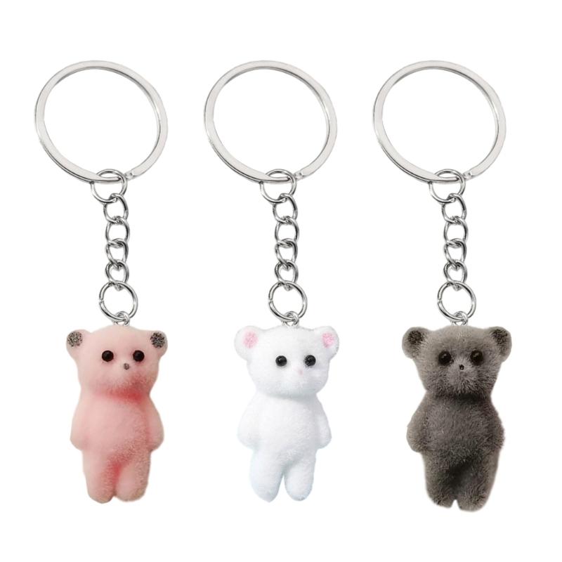 Handmade Kitten Cat Charm Keychains Lovely Ornament Women Car Keyring Backpack Handbag Charm Pendant Keys Holder