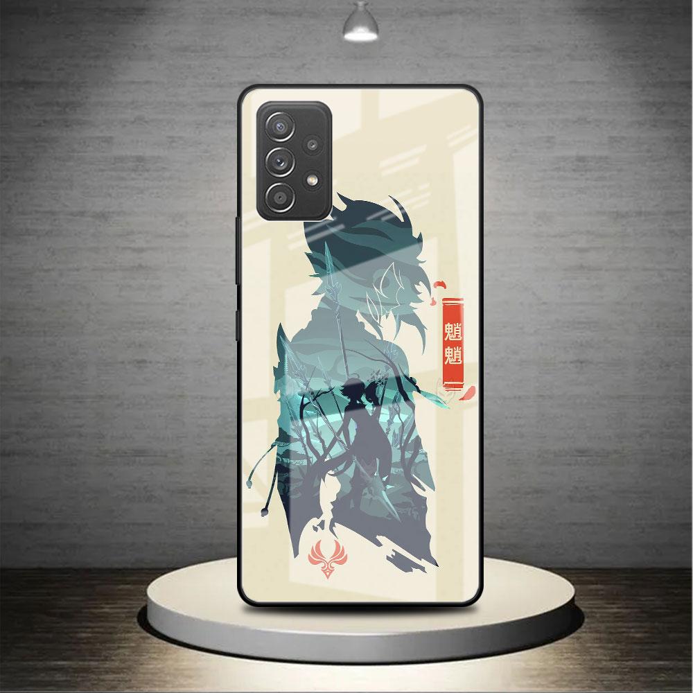 Anime Genshin Impact Niedliche Glashülle für Samsung Galaxy A52 A71 A50 A51 A70 A21s A31 A72 A10 A12 A30 A22 5G Handyhülle