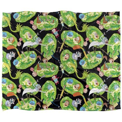 Rick And Morty Portal Mayhem Silky Supersoft Blanket