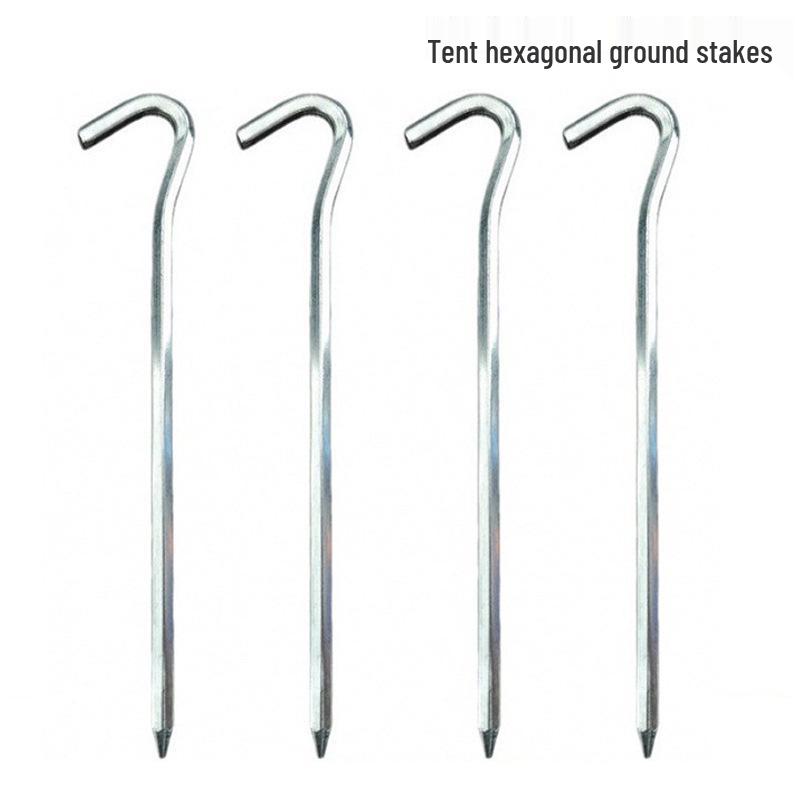 Tent Ground Pegs: Hexagonal & 7-Shaped Aluminum Stakes for Camping and Canopy Accessories