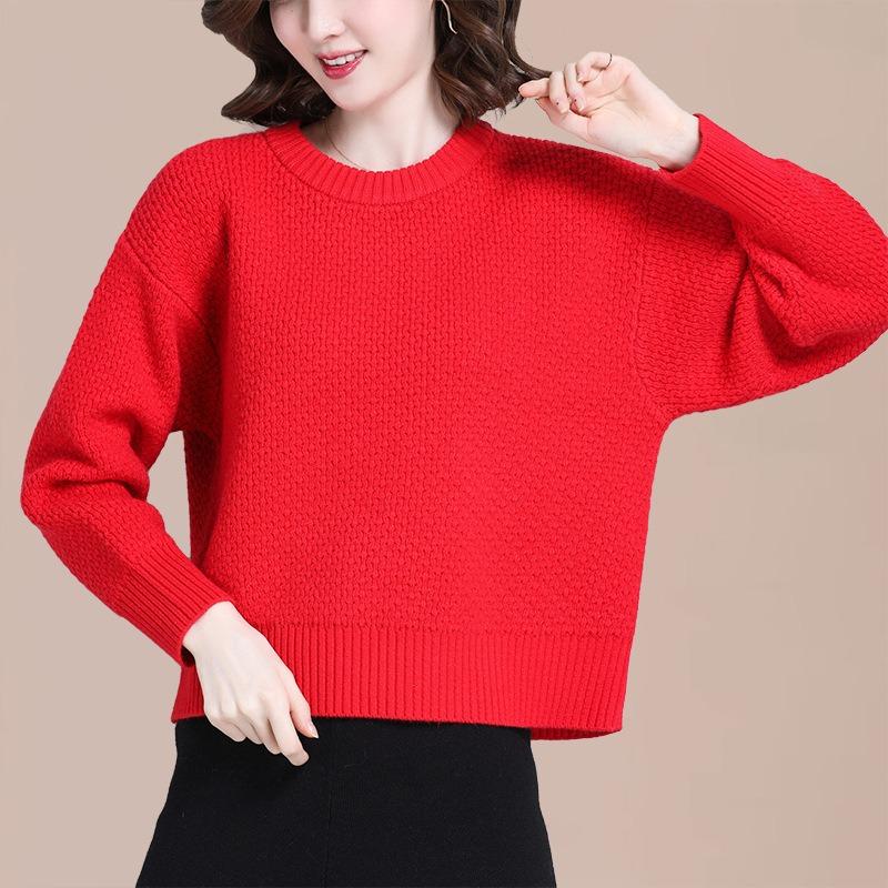 Small lazy short sweater women's loose casual top autumn and winter new knitted bottoming shirt