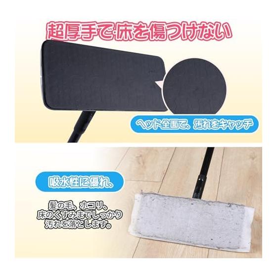 Eyliden Floor Wiper Main Unit 2 In 1 Rag Wiper [Dry and Wet Use, 2 Towels + 10 Sheets Included] Flooring Wiper Mop Floor Cleaning Floor Mop