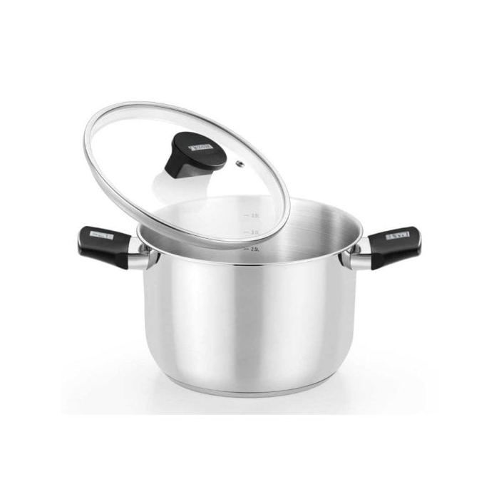 Olla Monix Acero Inoxidable 20cm Baquelita Tapa Cristal Compatible Inducción