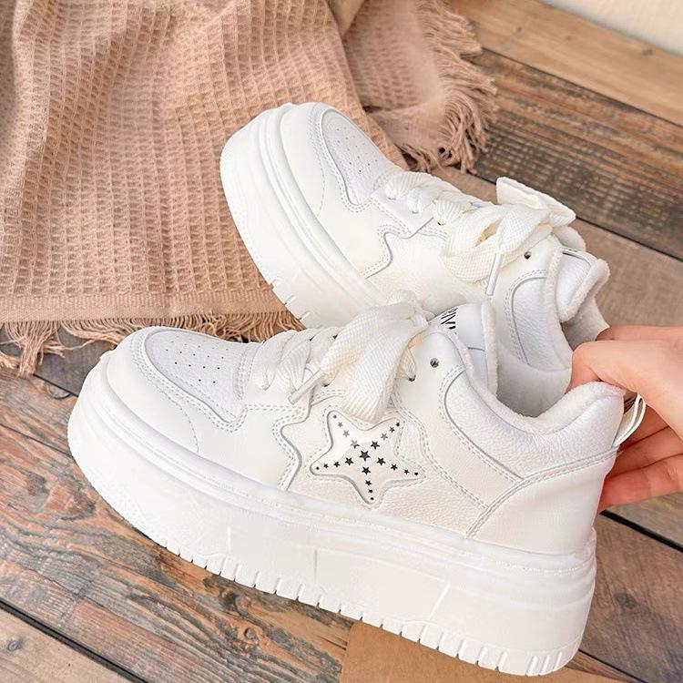 Internet Celebrity White Shoes Women's Winter Velvet High-top Platform Versatile Board Shoes 2025 New Versatile Niche Warm Cotton Shoes