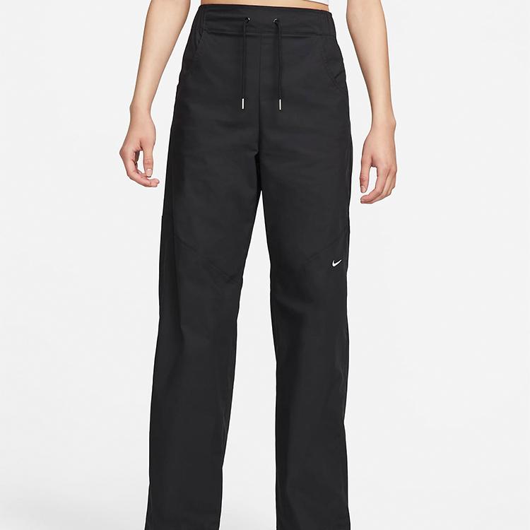 Nike Solid Color Logo Drawstring Casual Pants Women Bottoms Black FB8285-010