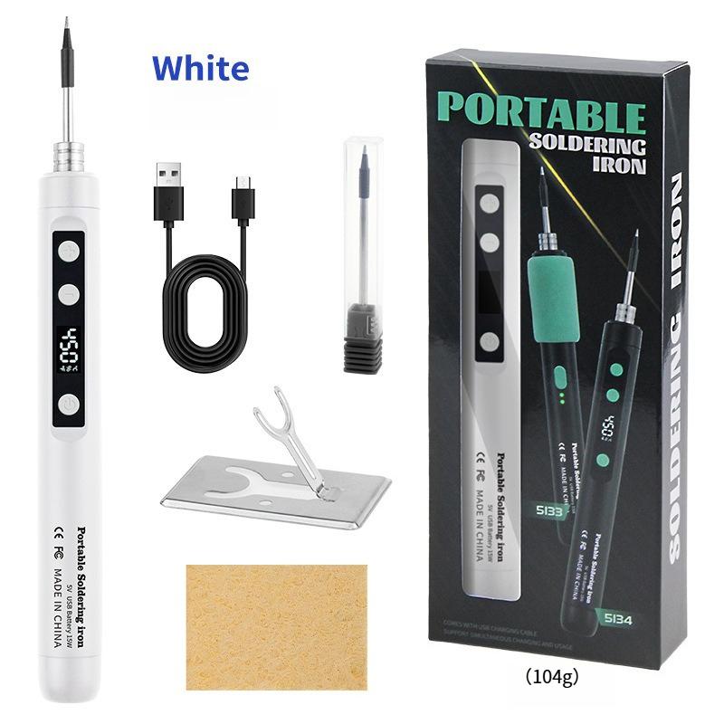 Portable Digital Soldering Iron Kit 5V/15W USB Fast Heating 180-450°C Adjustable Temp with Tips for Circuit Repair