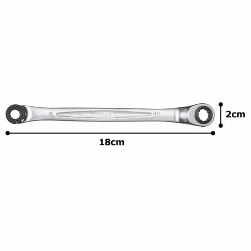 TONE 75 degree double ended ratchet box wrench (deep hole type) RM75A-0810 Width across flats 8 x 10 mm