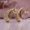 PATAYA Peacock's Tail Style Hollowing Process Microwax Inlay White Artificial Zircon Earrings