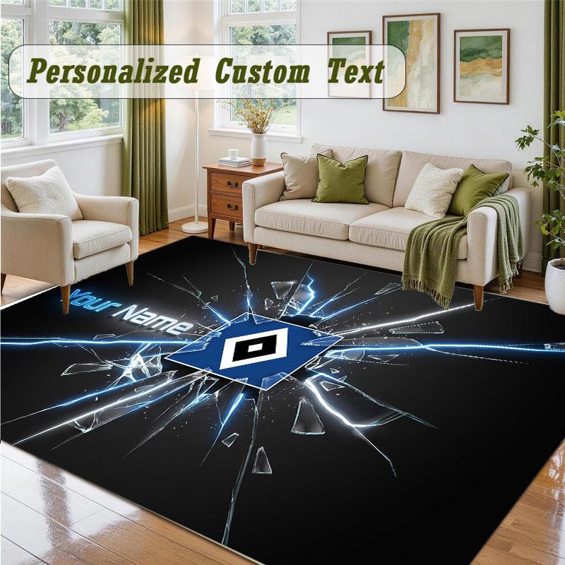 Crystal Velvet Square Rug Custom NameHamburger SV Pattern Non Slip Home Floor Decor Rug