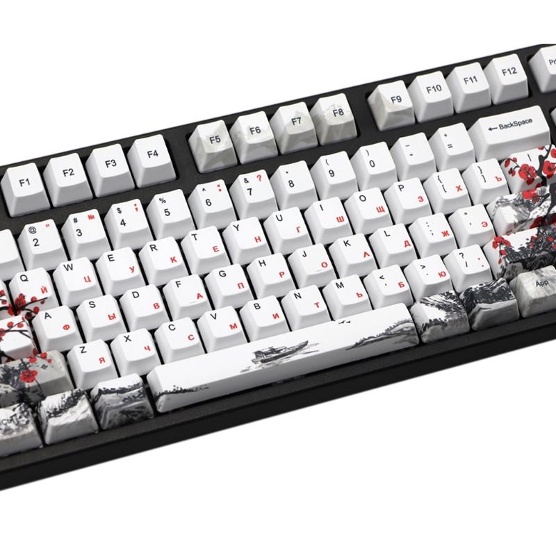 110 kláves OEM profil DYE-Sub Květinová švestka PBT Keycap Sublimační tisk s 1,75U 2U Shift 6,25U Mezerník