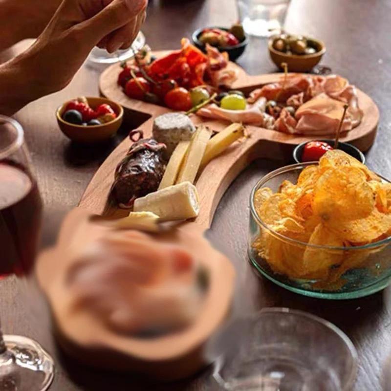 Wooden Funny Plate Creativity Dinner Party Barbecue Tableware Bbq Snack Candy Dish Dining Table Atmosphere Props Shelf