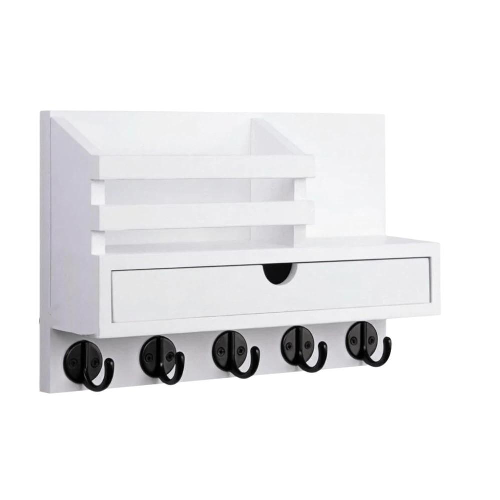 Solid Wood Wooden Wall Mounted Storage Rack Wall-Mounted Storage Rack  Daily Necessities Storage белый