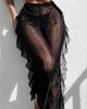 European & American Semi-Transparent Mesh Swim Trunks - Women's Sexy Solid Color Beach Swimsuit 2025