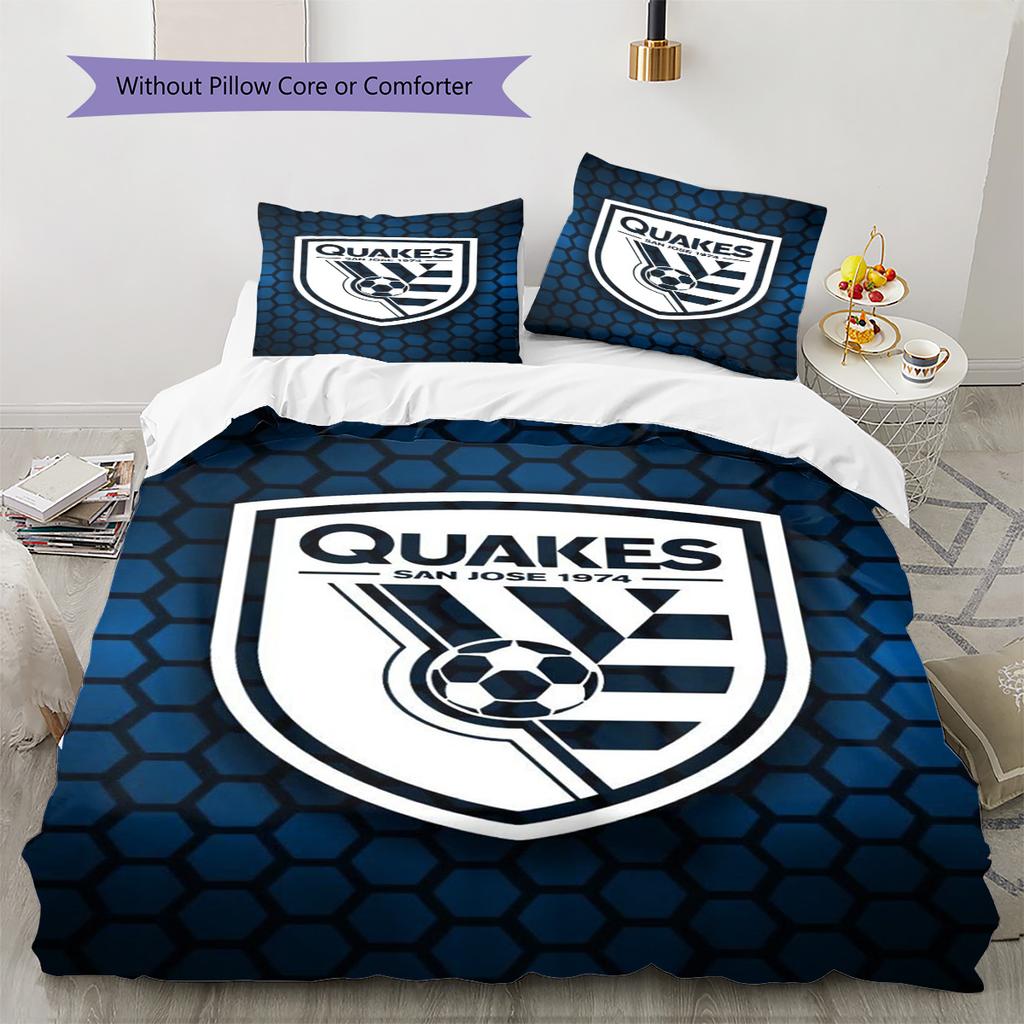 San Jose Earthquakes Pattern Bedding Set Quilt Cover Pillowcase Home Decor Gift (1 * Duvet Cover + 2 * Pillowcase, Without Core)