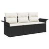 VidaXL 3-Piece Garden Sofa Set with Cushions Black Poly Rattan 3353886